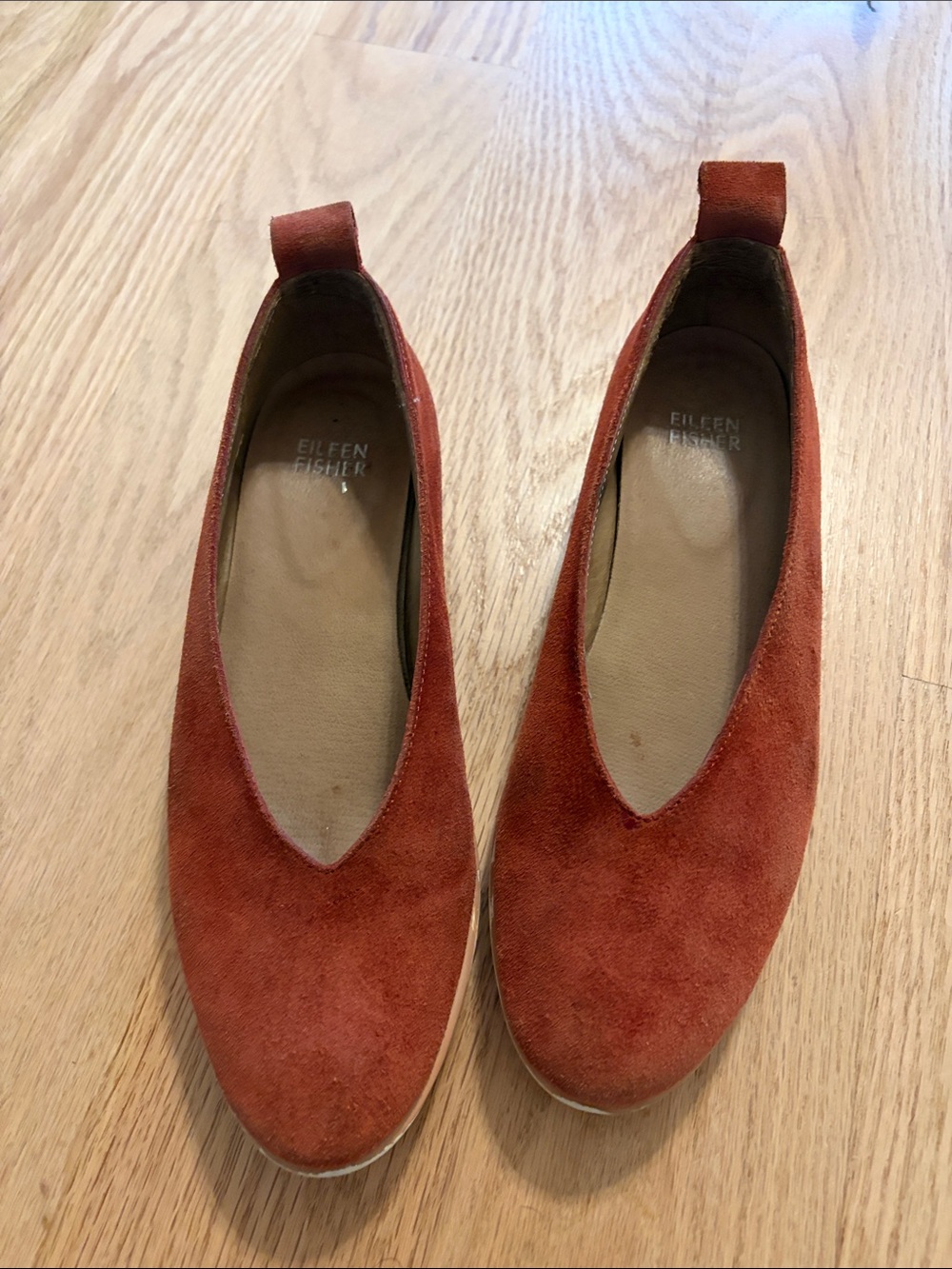 Eileen Fisher Rust Suede Slip-On Flats